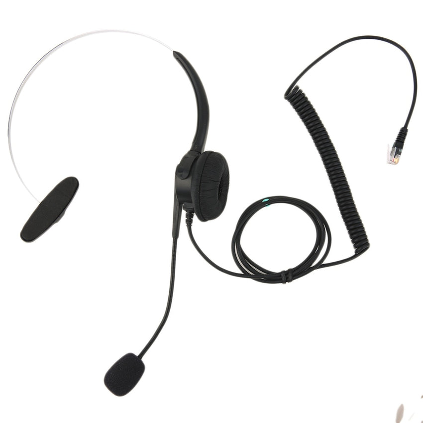 Top Quality Crystal Head Set Telephone Monaural Corded Headset 4-pin Black