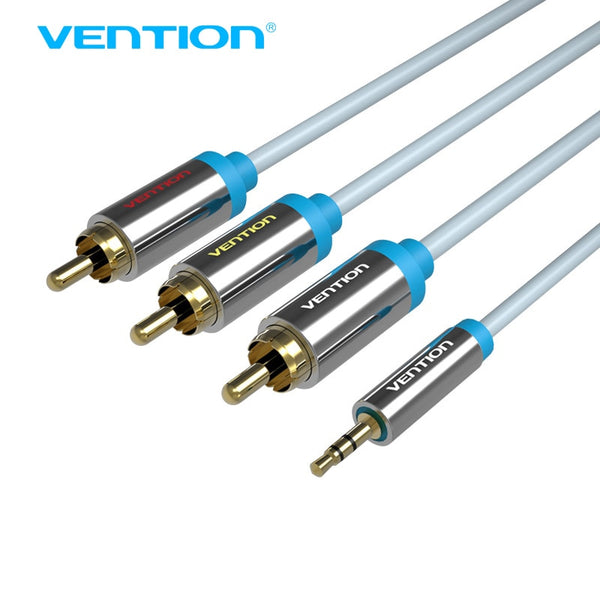Vention Super Quality 3.5mm Jack To 3 RCA Cable 1.5m 2m Jack 3.5mm to AV Converter Cable Metal Shell For Stereo VCD DVD Computer