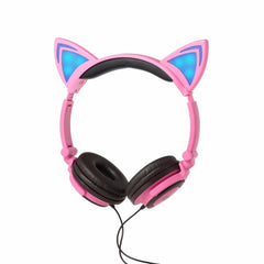 Cartoon Cute Lovely Cat Headphones Wired Headband Headphone with LED Light For PC Laptop Mobile Phone For Children