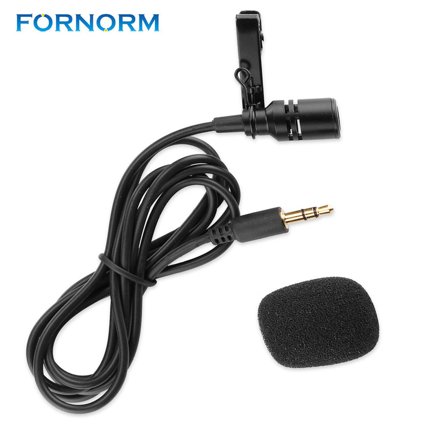 FORNORM Portable Microphone 3.5mm Jack Clip-on Lavalier mini Wired Condenser Microphones for Smartphones Laptop Earphone
