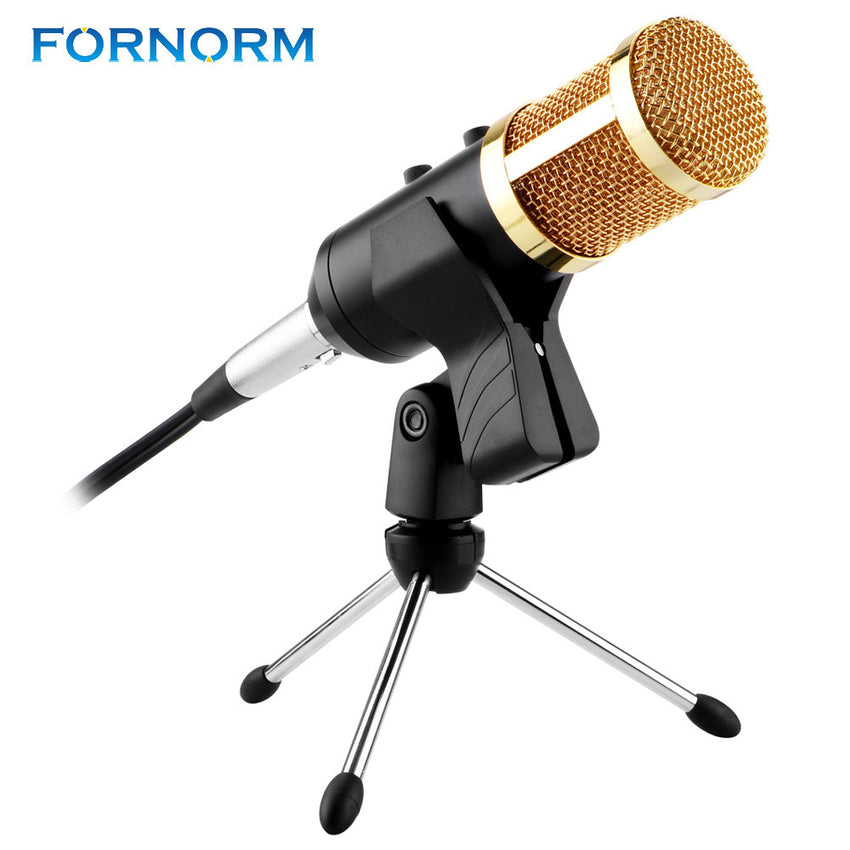 FORNORM Professional USB Condenser Microphone With Volume Adjustment Reverberation For KTV Microphone Studio Professional