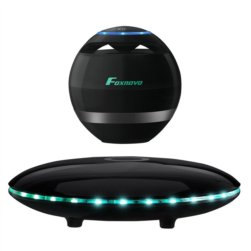 FOXNOVO Levitating Bluetooth Speaker Portable Wireless LED Floating Bluetooth Speaker Multicolor LED 360 Degree Rotating Stereo Speaker