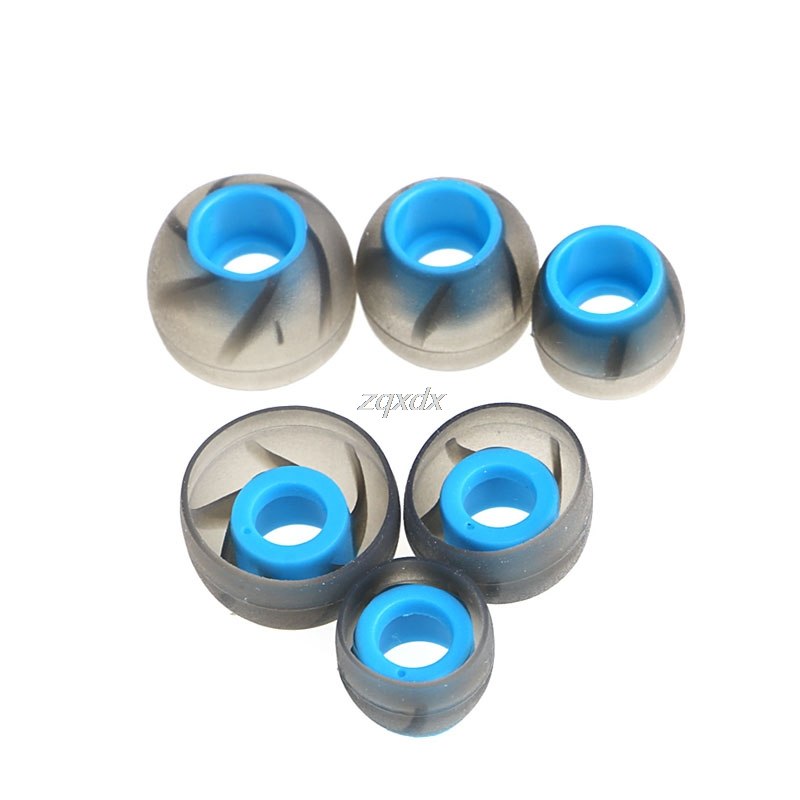 Newest 3 Pairs Tri-Size Headphones Caps Blue Silicone In-Ear Earbud Replacement Tips Z17 Drop ship