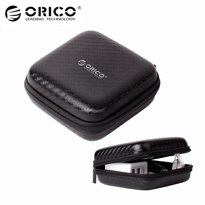 ORICO Headphone Case Bag Portable Earphone Earbuds Hard Box Storage for Memory Card USB Cable Organizer Mini Earphone Bag-Black