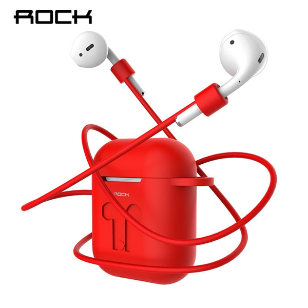 ROCK Silicone Case For Apple Airpods Cover Earphone Strap Wireless Bluetooth Headphone Earphone Protector Case for Air Pods