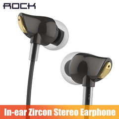 ROCK In Ear Zircon Stereo Earphone, Headset 3.5mm Luxury Earbuds For iPhone Samsung With Mic clear bass