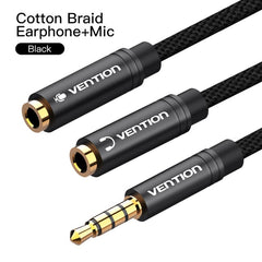 Vention 3.5mm Aux Cable Audio Splitter for Computer Jack 3.5 Male to 2 Female Mic Splitter Earphone Headphone Extension Cable