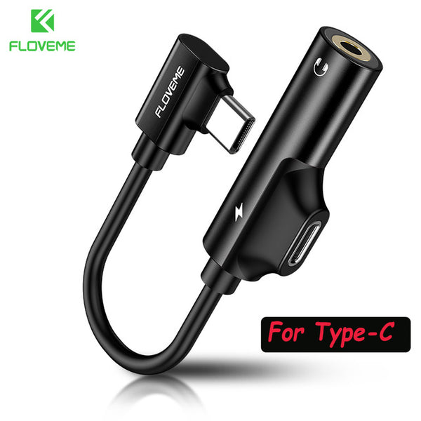 FLOVEME 2 in 1 For Lightning Audio Charger Adapter For iPhone X 8 7 Plus For Type C Audio 3.5mm Jack Headphone Splitter Adapter