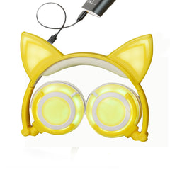 Headphone Foldable Cat Ear Headset LED Light with USB Chargeable Earphones