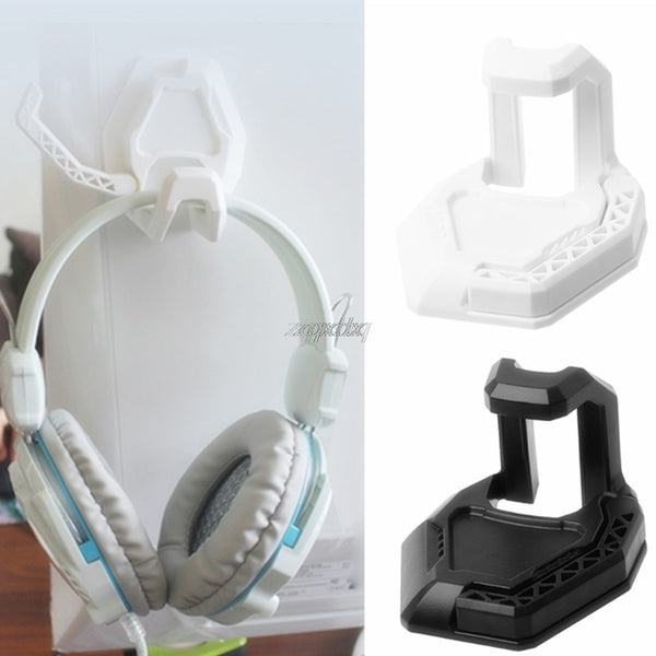 Universal Headphone Headset Holder Hanger Durable Wall Mount Desktop Earphone Holder for Cables Adapters Black White #