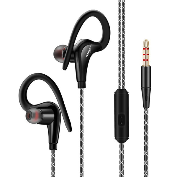 Stereo Sport Earphones with Ear Hook MIC Volume Control Running Headphone