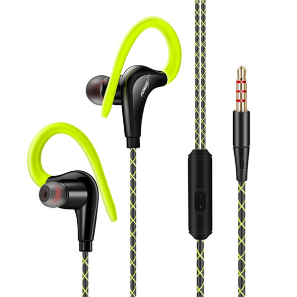 Stereo Sport Earphones with Ear Hook MIC Volume Control Running Headphone