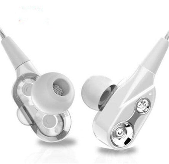 Dual Unit In-Ear Headphones Subwoofer Stereo With Microphone Sports Headphones