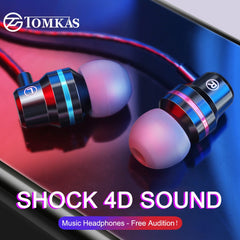 TOMKAS In-Ear Earphones Special Edition Headset Clear Bass Earphones With Microphone 5 Colors Metal Heavy Bass Headphones