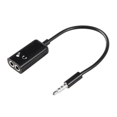 3.5mm Jack Headphone Microphone Stereo Audio Splitter Adapter Cable Black