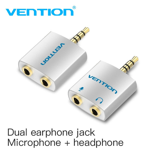 Vention 3.5mm Earphone Audio Splitter Connecter Adapter with mic 1 Male to 2 Female Audio Adapter For Headphone PC Mobile Phone