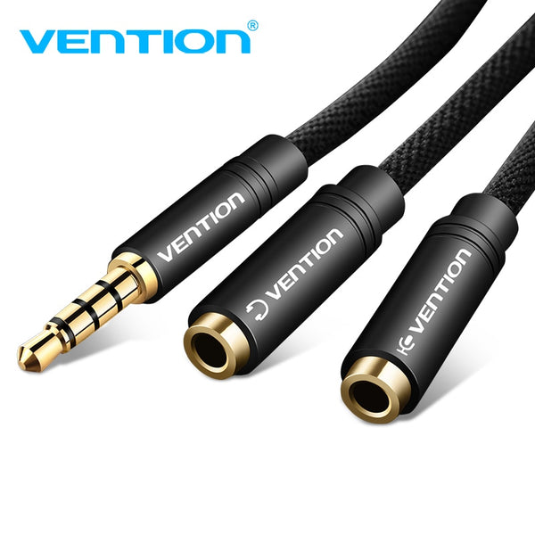 Vention 3.5mm Aux Cable Audio Splitter for Computer Jack 3.5 Male to 2 Female Mic Splitter Earphone Headphone Extension Cable