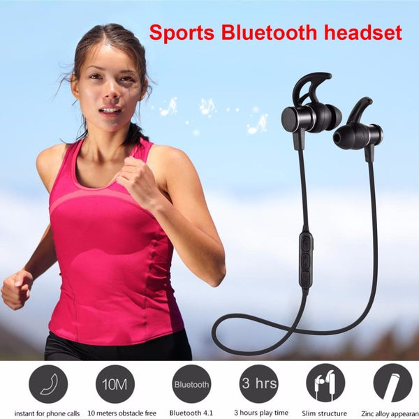 Smart Wireless Bluetooth 4.1 Headphone Sport Earphone Magnet Headset neckband With Microphone Stereo Outdoor Earphone