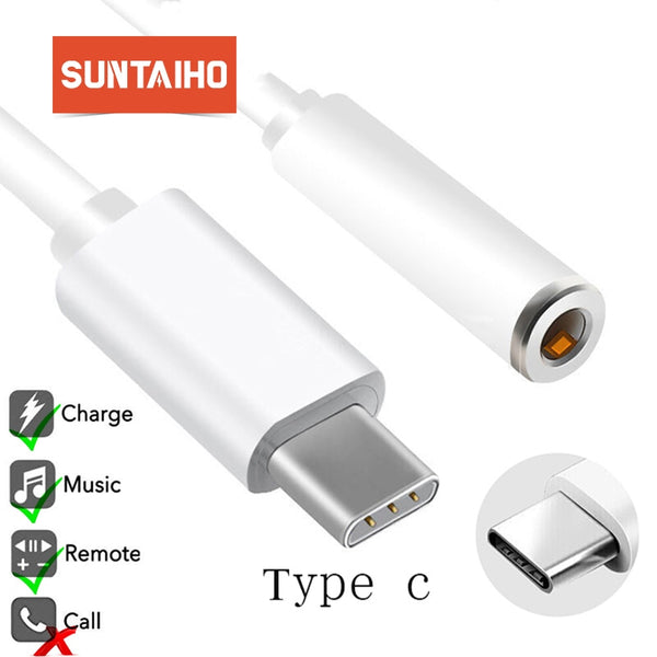 Suntaiho Type C to 3.5mm Earphone Cable for Xiaomi Mi 6 8 6X Mix USB C to 3.5mm Headphones Adapter For Huawei mate10 P20 pro