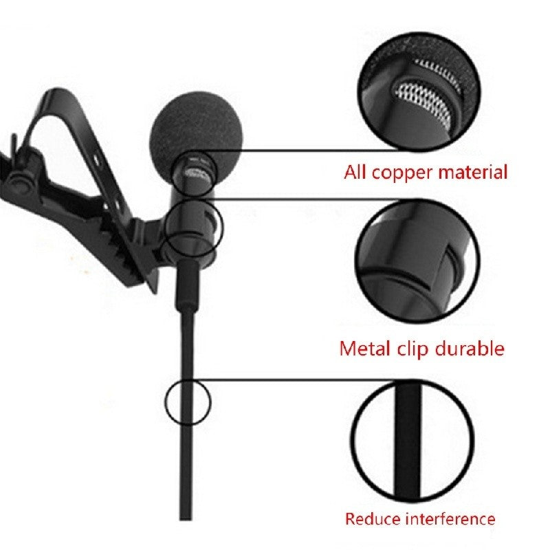 1Pcs Mini Lavalier Microphone for Phone Recording PC Clip on Answering Phone Support Microphone (Size: 1Set)