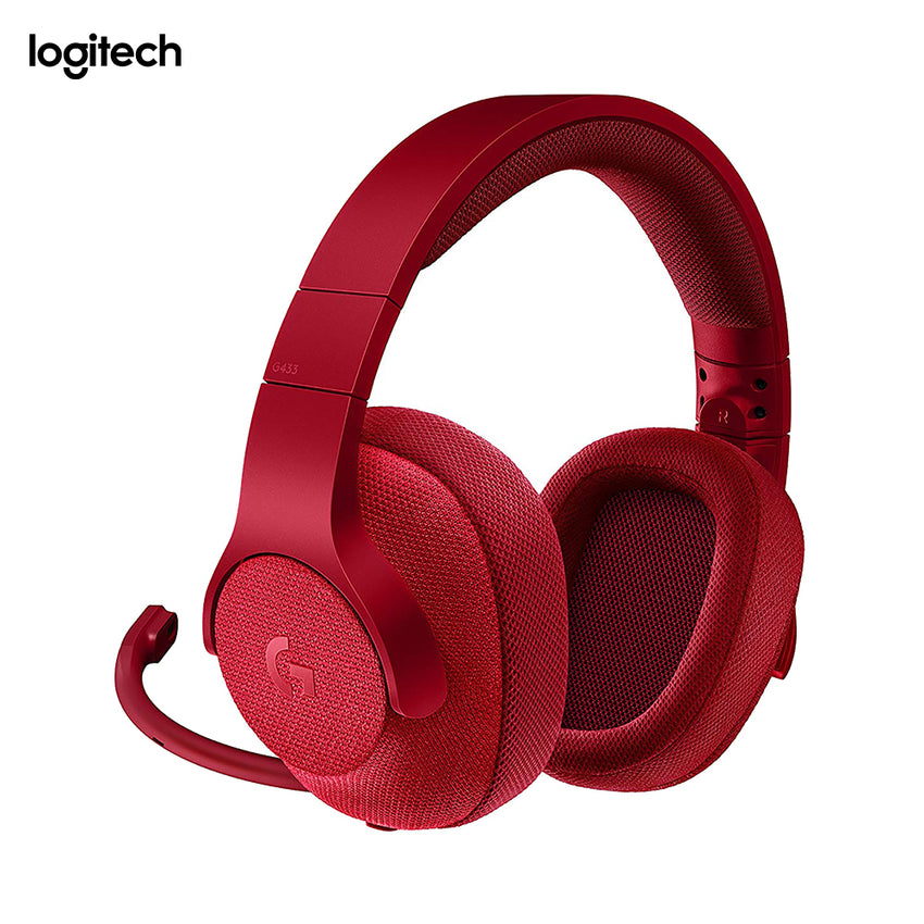 Logitech G433, Game console + PC/Gaming, Binaural, Head-band, Red, Wired, 2 m